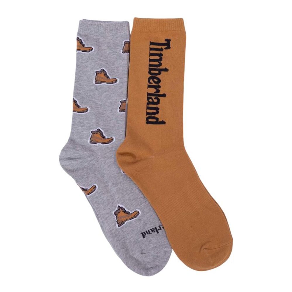 Timberland Mens Printed Boot Socks (Pack of 2) / Medium Grey